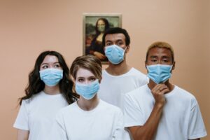 Group of people wearing face masks